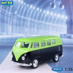 WELLY 1:36 1963 Volkswagen T1 Bus High Simulation Diecast Car Metal Alloy Model Car Children's toys collection gifts B148