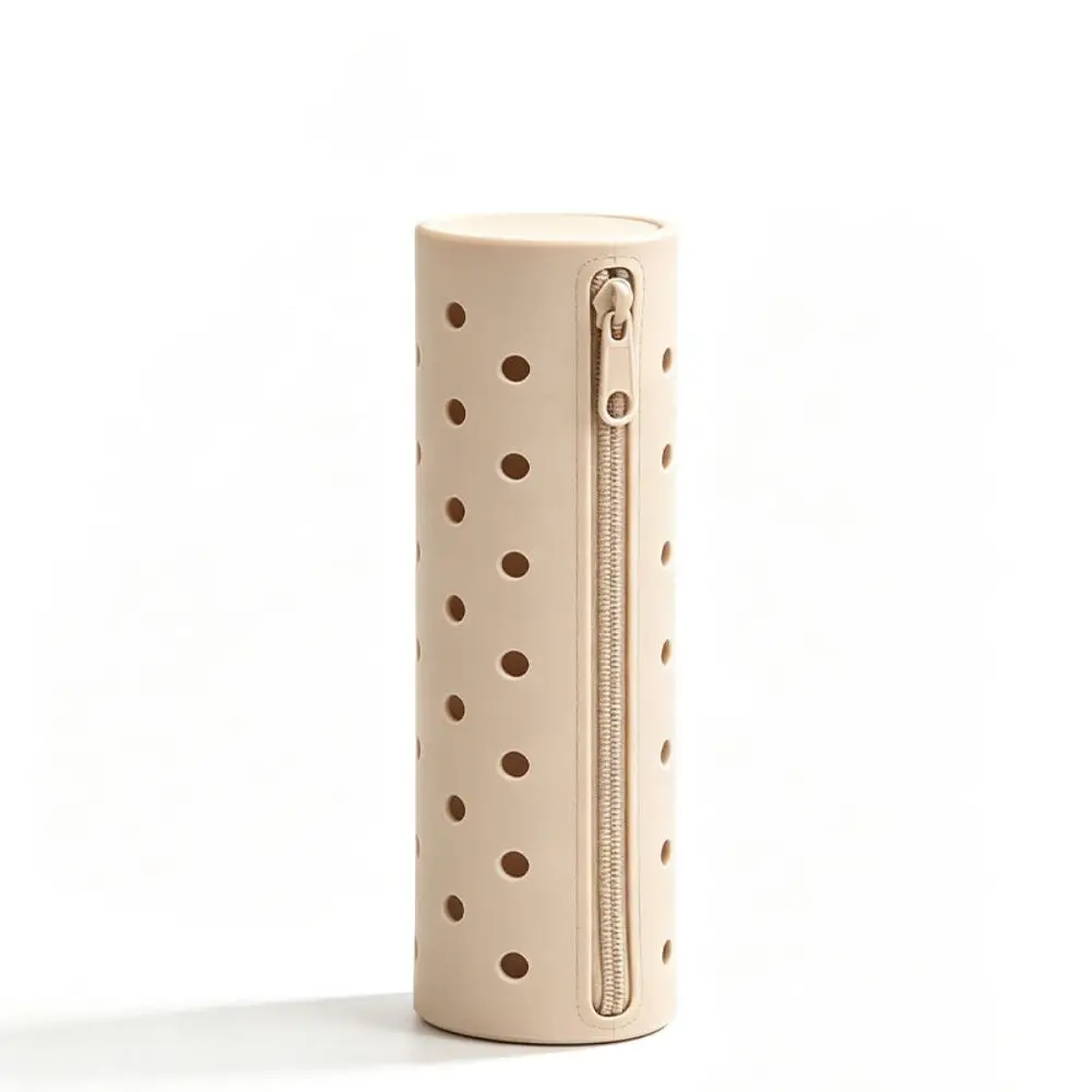 Standing Silicone Pencil Case Large Capacity Broken-resistant Cylinder Pencil Bag Hole Design Dirt Resistant Pencil Holder