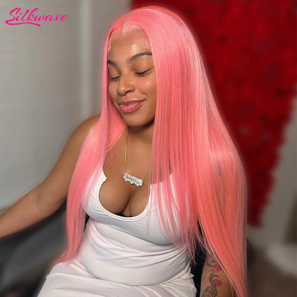 30 36 Inch pink lace front wig Human Hair Wig 13x6 HD Lace Glueless Straight Wigs For Women Blonde 613 Colored Pink Brazilian