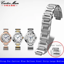 Raised Bracelet for Cartier Blue Balloon Steel Band Large Medium Raised Quick Release Precision Steel Watchband 18*11mm 20*12mm