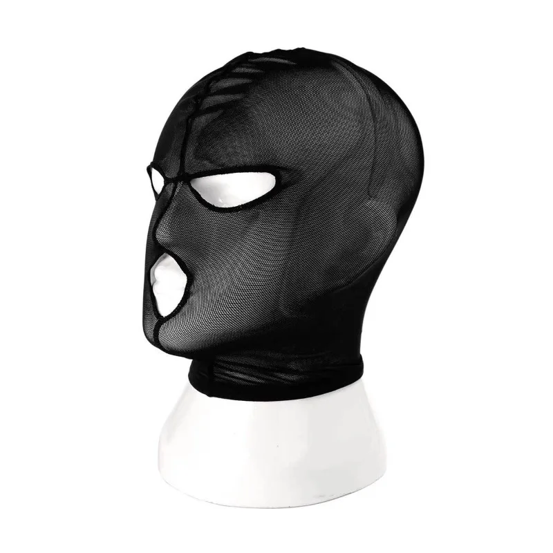 분리형 베일이있는 고딕 레이스 후드 여성용 감각 제어 마스크 Weave Black Bondage Headwear SM 통기성 페이스 커버