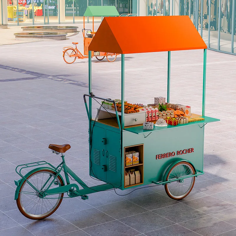 custom.Hot Selling Shopping Supermarkets Promotional TrolleyOutdoor Mobile Store Decoration Food Machinery Cart