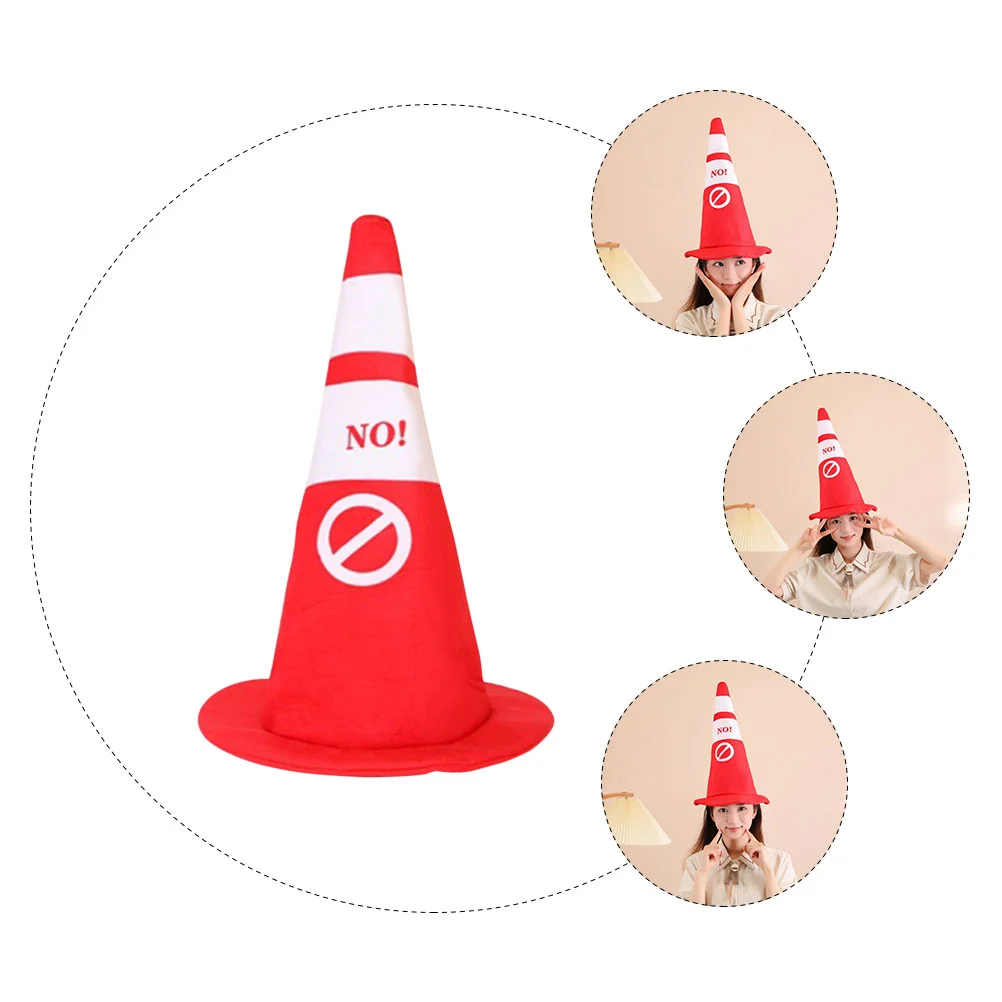 Funny Party Hat Halloween Costumes Traffic Cone Plush Novelty Headgear Headwear