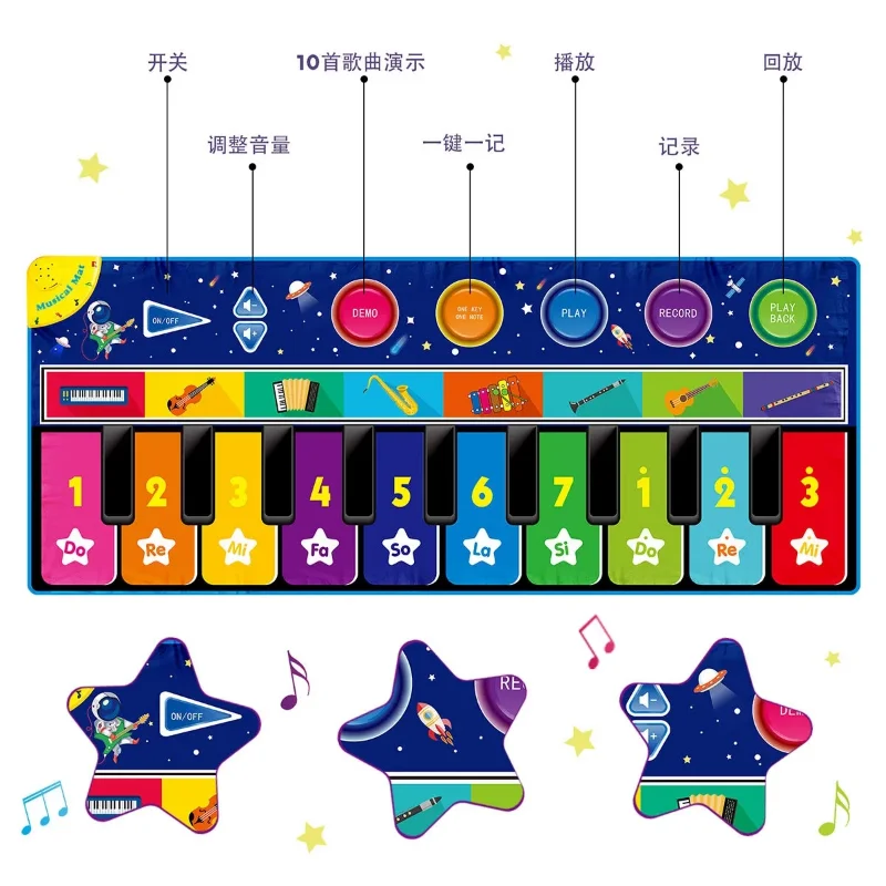 Kids Piano Music Dance Mat Electronic Piano Musical Instrument Dance Pad Infant Fitness Play Mat Children Educational Toy Gifts