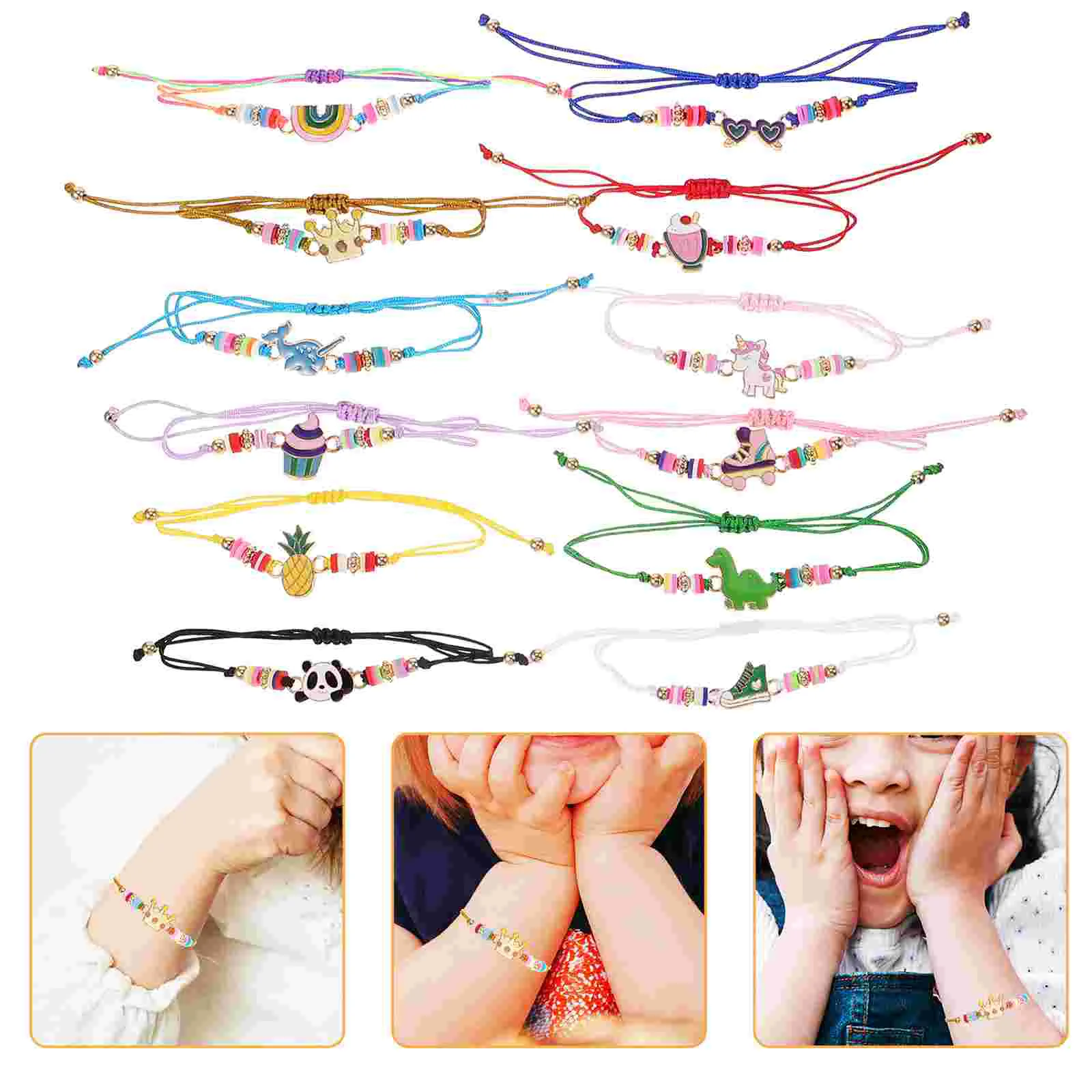 12 Pcs Bracelet Variety Child Toddler Polymer Clay Polyester Kids Beaded Bracelets