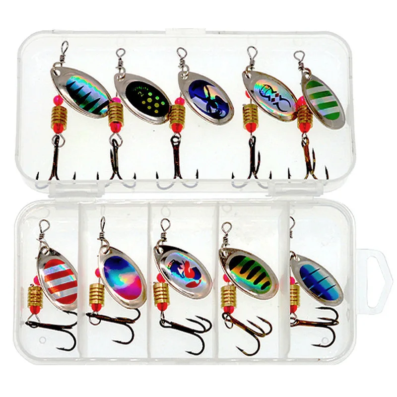 10PCS/lot 6cm 3g Metal Spoon Spinner Spoonbait Fishing Lure set Crankbaits Fishing Wobblers Pike Crochet Kit Artificial Bait