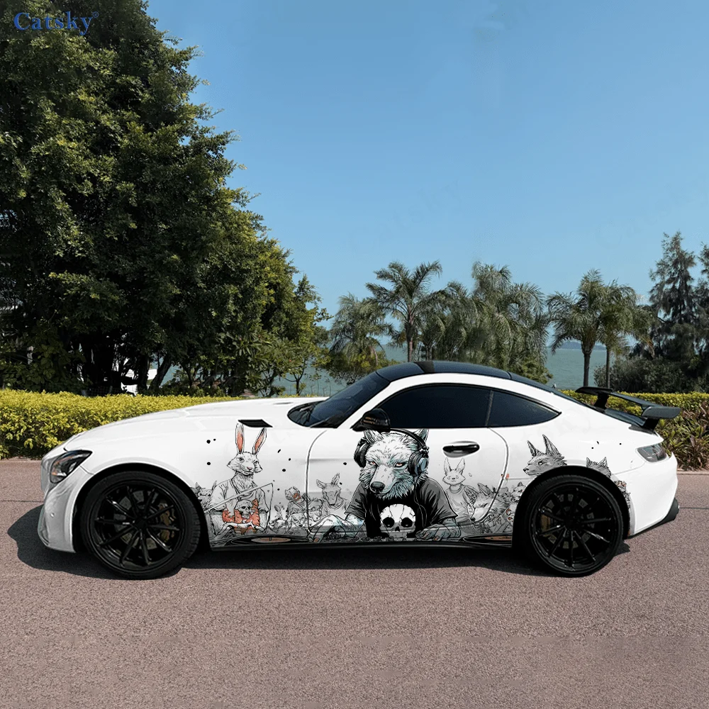 

Волк кролик музыкальный цвет автомобильные виниловые наклейки самоклеящаяся наклейка из ПВХ подходит для грузовиков внедорожник украшения авто аксессуары подарок