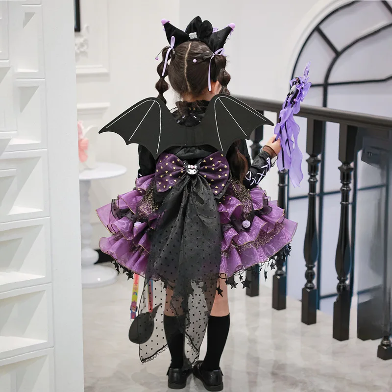 Kuromi Kleid Mädchen Sommer Wunderschöne Puffy Prinzessin Kleid Kinder Geburtstag Party Kleidung Geschenk Halloween Cosplay Teufel Kostüm Requisiten