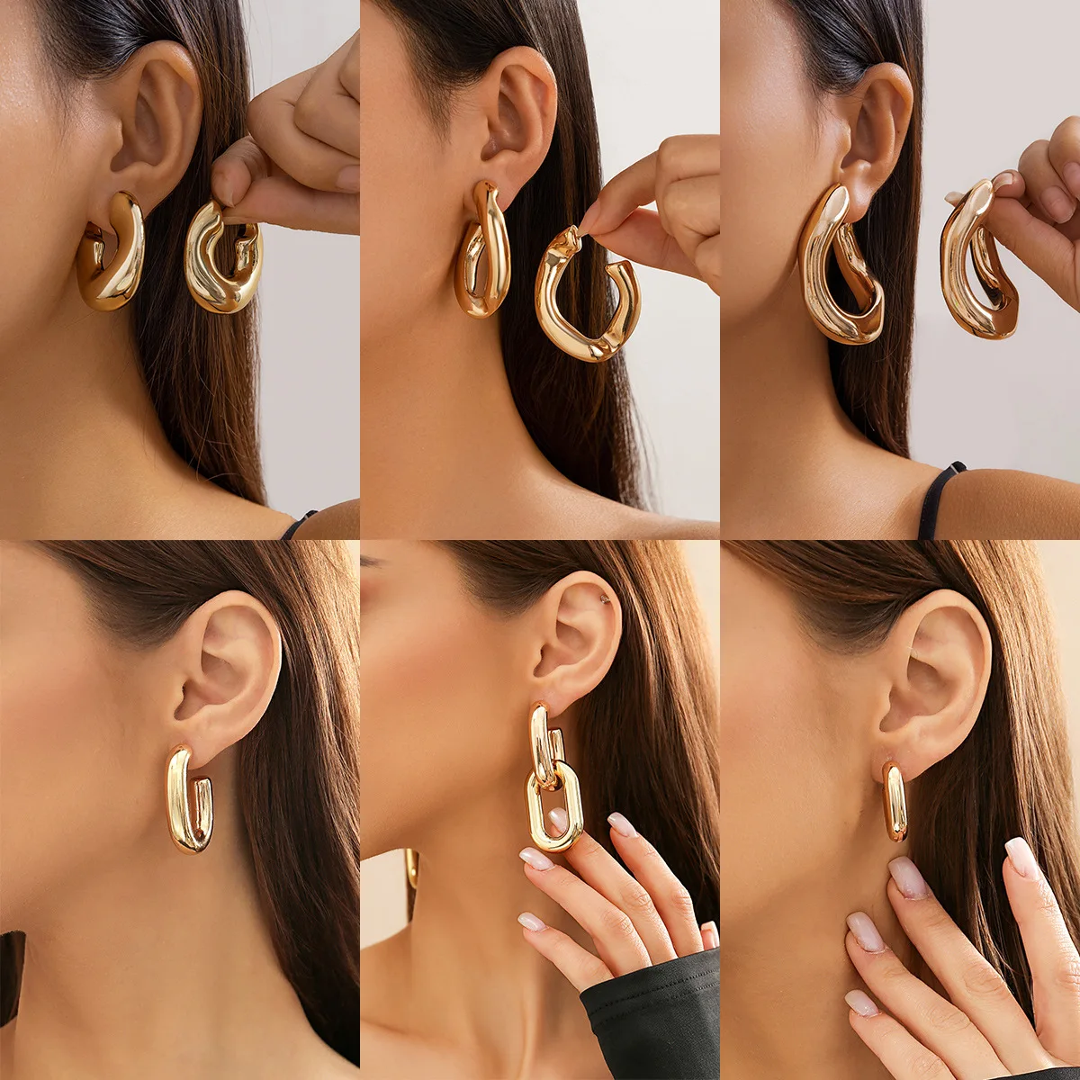 Premium Fan Shape Metal Irregular Teardrop Earrings Sweet Cool Geometric  Stud Lightweight Portable for Women