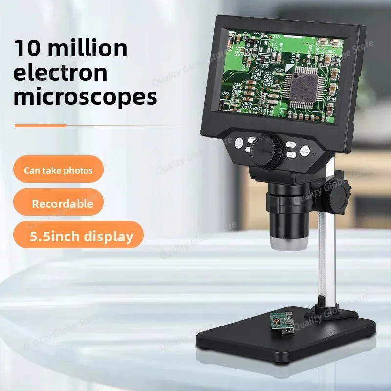 

5.5'' Digital Microscope 10MP 1000X Magnification LCD Display 8LED Light 32GB SD Card Storage Electronic Microscopio Repair Tool