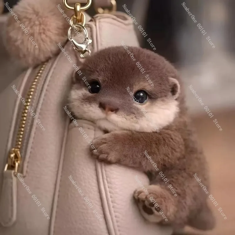 Cute Otter Baby Plush Doll Keychain High‑Appearance Backpack Pendant Soft Stuffed Toy For Friend Girlfriend Gift