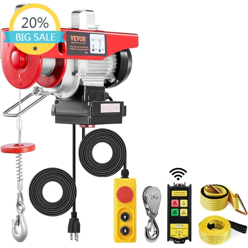 

1200 lbs Capacity 120V Electric Winch with 328ft Wireline and Wired Remote, 40ft Lifting Height, Suitable for Garage or Warehous