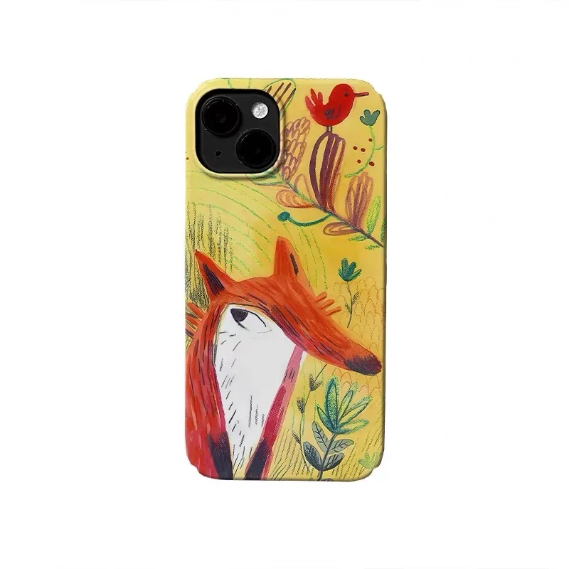 

Ins Korean Forest Yellow Fox Case for IPHONE 17 16 ProMax 15 14 Plus 13 12 MINI 11 PRO 16Plus XR XS MAX SE Acrylic Phone Cover