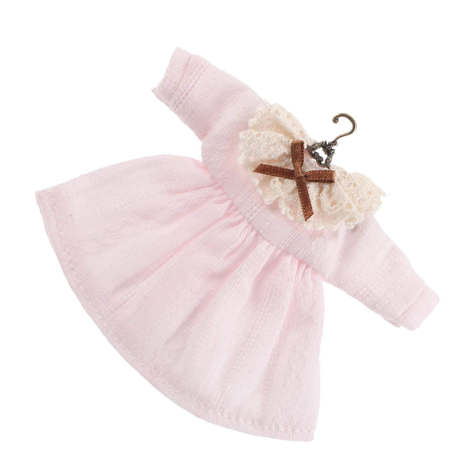 

Vintage Lace-Neck Dress Elegant Princess Style for Ob11 Miniature Wedding Clothes Dollhouse Decoration Photography Props