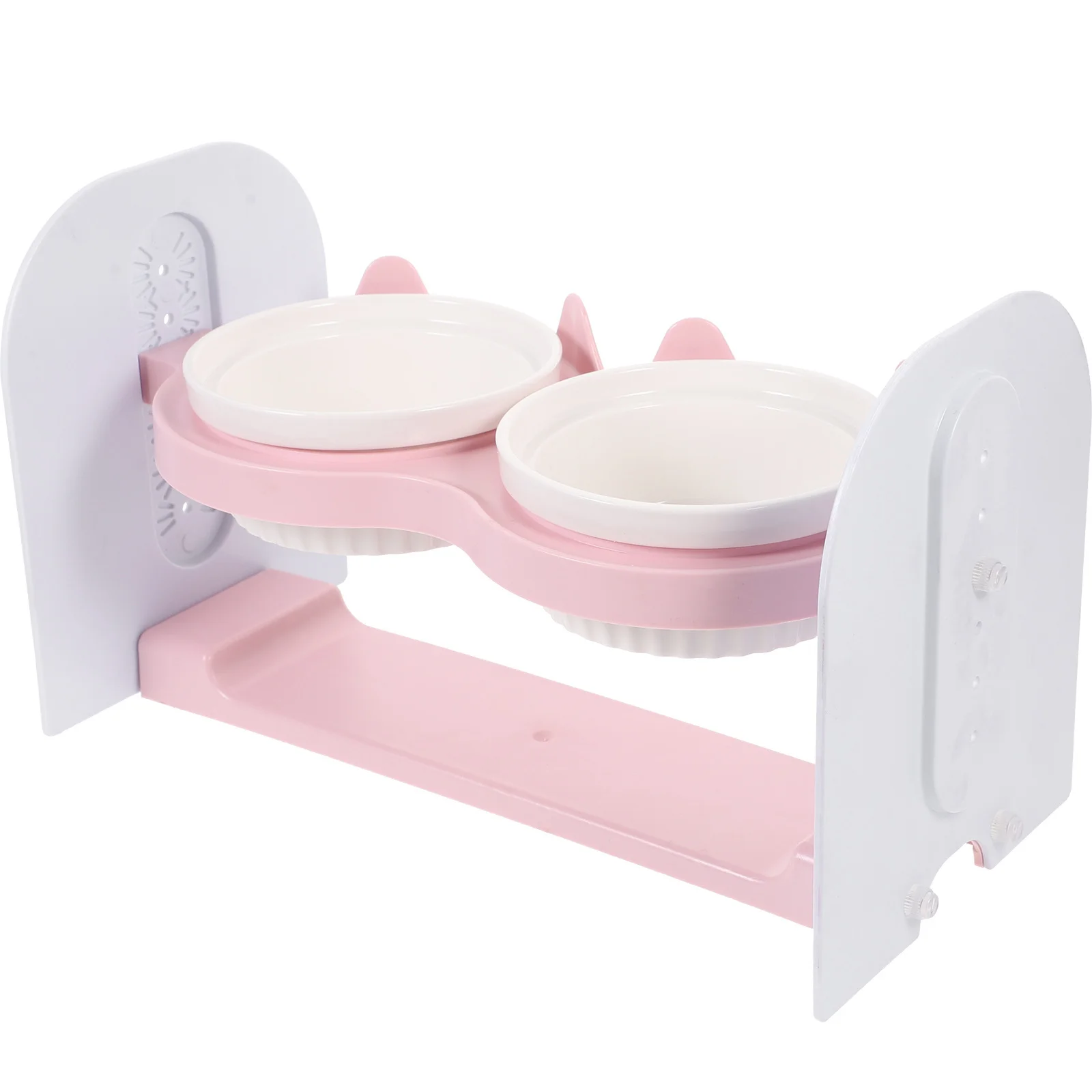 

1Set Ceramic Double Pet Feeding Bowl Non Slip Thickened Design Cat Dog Food Water Bowl Detachable Elevated Cat Accessory