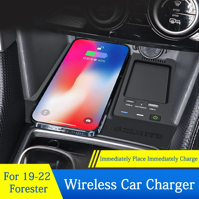 TAJIAN Dashboard Wireless Intelligence Charger 10W Fast Electricity For Subaru Forester 19-22 XV 18-21 Car Interior Modification