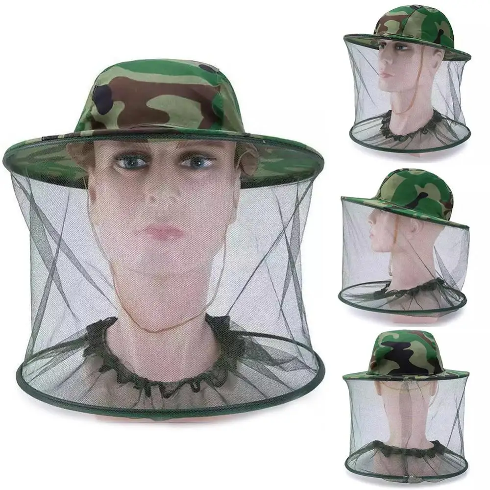 Sombrero de caza Unisex, Protector facial para la cabeza, malla de red a prueba de abejas, camuflaje, pesca y caza