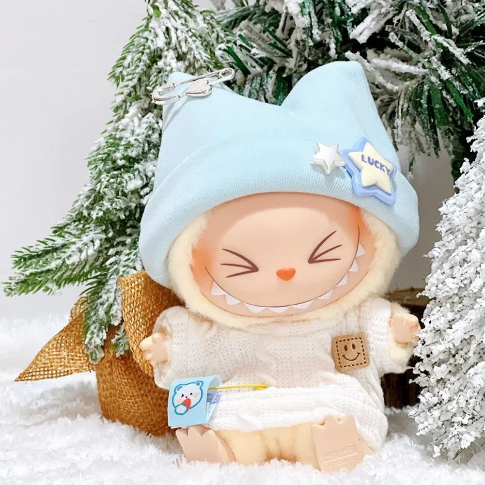 17cm Mini Plush Doll'S Clothes Outfit Accessories For Korea Kpop Exo Labubu Idol super cute sweater hat set Clothing Gift