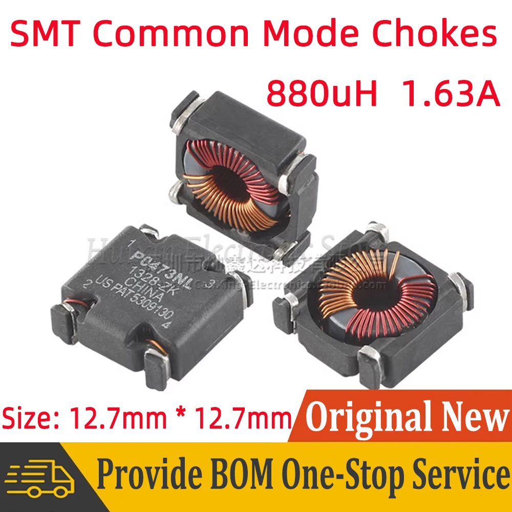 2pcs P0473NLT Surface Mount SMT Common Mode Choke Coil Filter Inductor Inductance 0.88mH 880uH 1.63A  DC TO DC Converter SMD