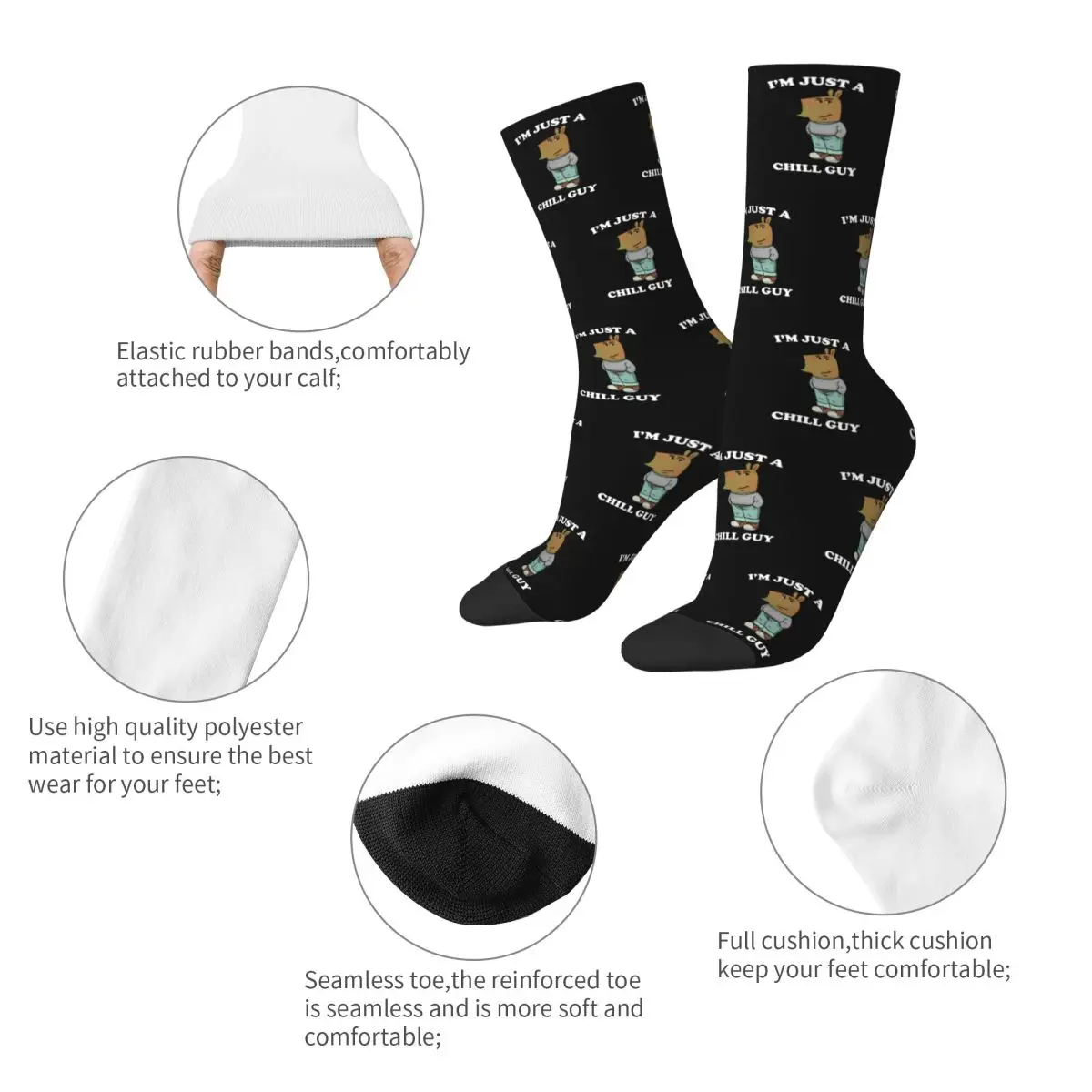 Chill Guy Meme Socks Men Women Polyester Fashion Socks Harajuku Spring Summer Autumn Winter Socks Gift