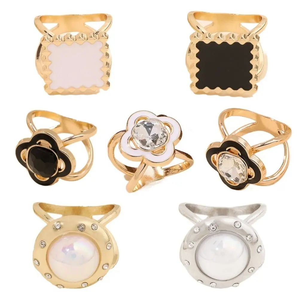 زهرة اللؤلؤ وشاح حريري مشبك مربع متعدد الوظائف الملابس الزاوية معقود أبازيم سبائك الفضة البرسيم شال مشبك حلقي هدية