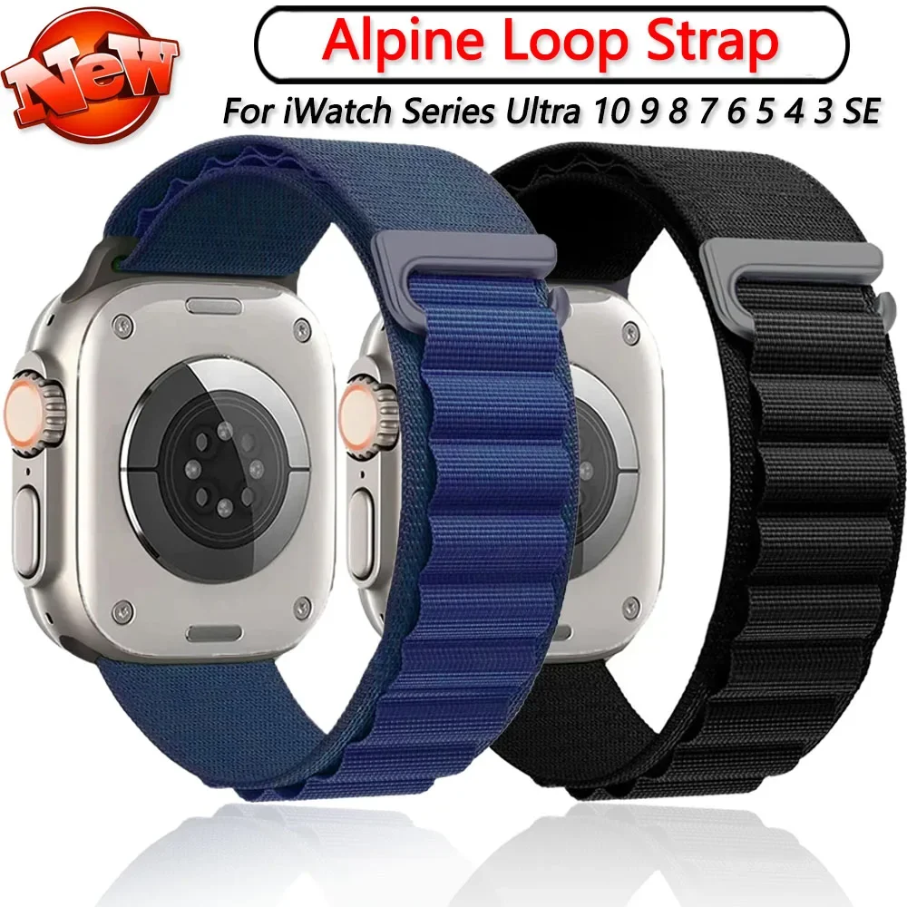 

Ремешок Alpine Loop для Apple Watch Band Ultra 49 мм 46 мм 42 мм 45 мм 41 мм 44 мм 40 мм Ремешок-браслет iWatch Series 10 9 8 7 6 5 SE Ремень