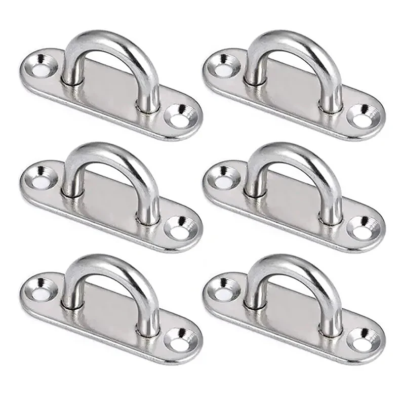 ● M5/6/8 Hook Hooks Eye Plate Heavy Oblong Duty Steel Stainless Pad Mount Wall U Boat Ceiling Hanger Ring Garage Hammock D Shape