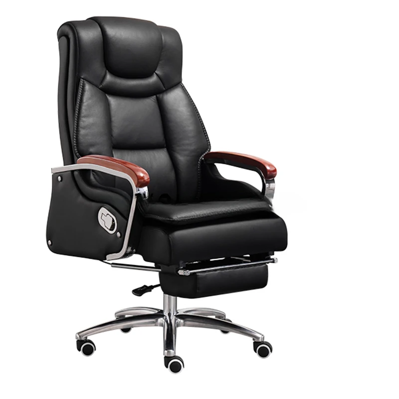 

Genuine Leather Boss Office Chair Comfortable Computer Household Reclining Massage Chair Large Class Rotating Lift