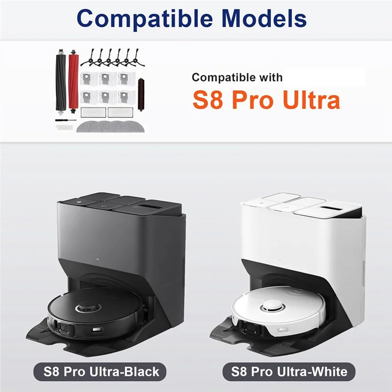 AT28-Roborock S8 プロウルトラロボット掃除機交換部品メインサイドブラシモップパッド洗えるフィルター真空バッグ