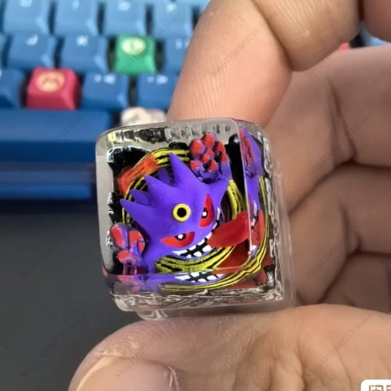 pokemon-custom-handwork-keycaps-resin-translucent-keys-anime-characters-exquisite-3d-keycap-for-cross-axis-keyboard-gifts