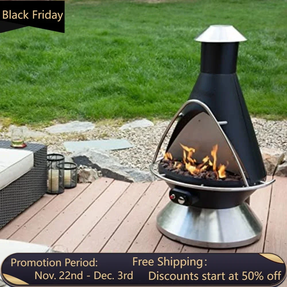 

Propane Fire Pit, Patio Heater with Tip-Over Safety Switch, 8 lbs. Lava Rocks Included, 31" x 31" x 48"