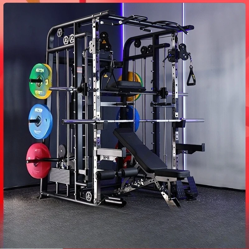 Máquina comercial de ginástica smith, conjunto de equipamentos de treinamento abrangente de força, combinação de rack de agachamento multifuncional doméstico