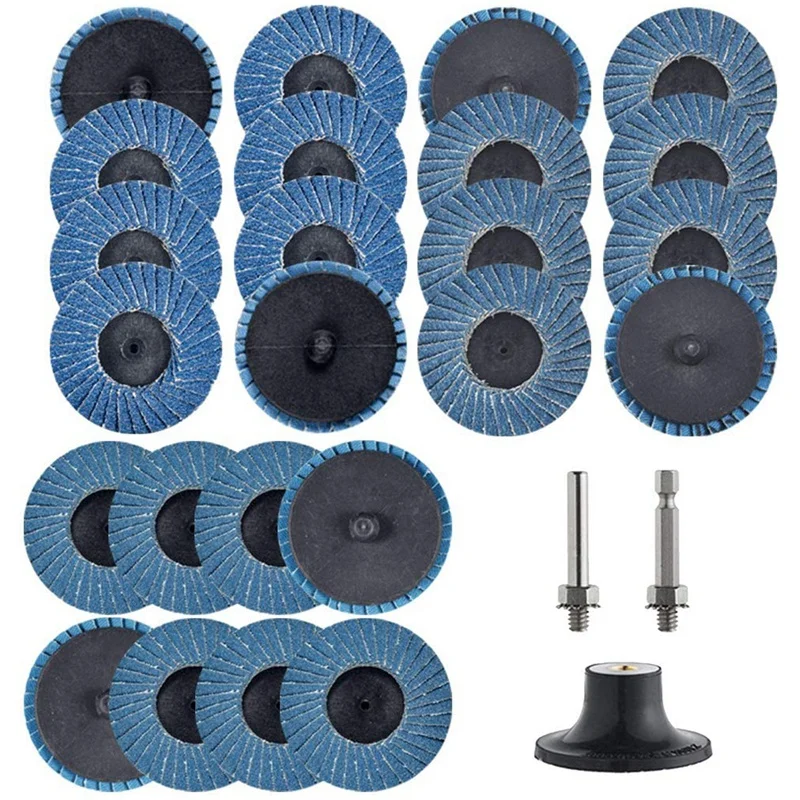 2 Inch Roll Lock Flap Discs With Holder Die Grinder Attachment Zirconia Flat36/60/80Grit Grinding Wheel For Surface Prep