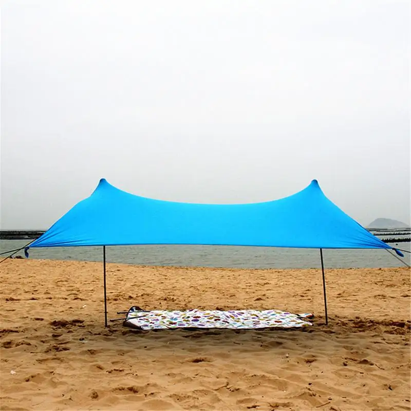 Beach Tent Sun Shelter Sun Shade Beach Canopy With UPF 50 Protection With 4 Sandbags Anti-UV Tent For Camping 4-8 Persons