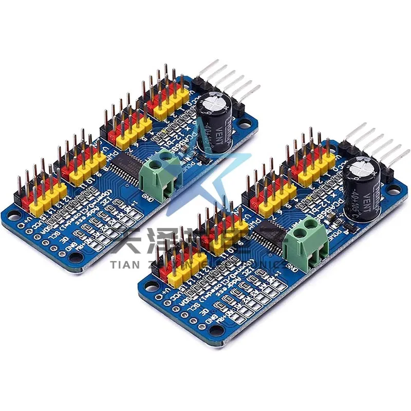 

16-channel PWM Servo Steering Gear Driver Board Robot Controller IIC Interface Driver Module PCA9685