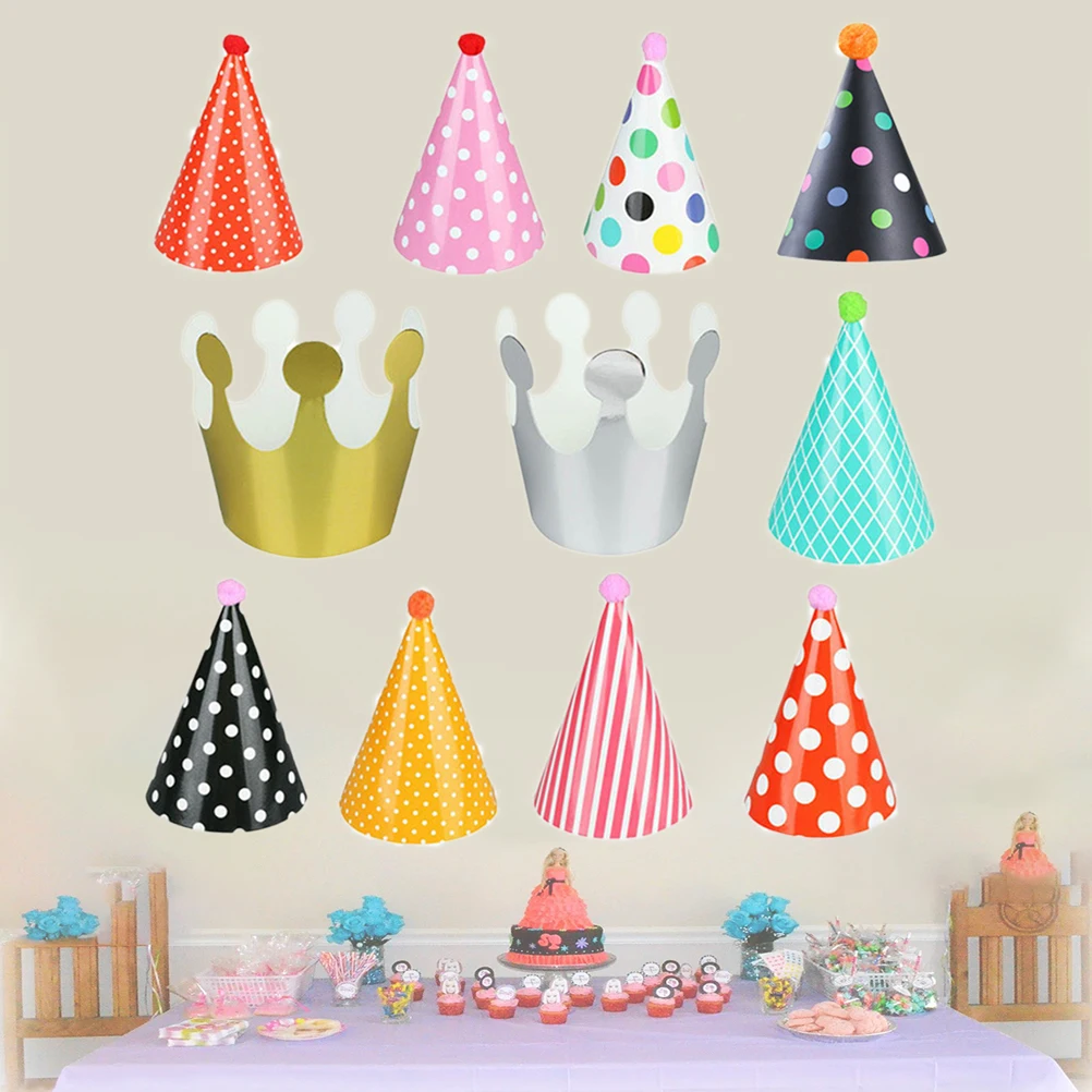 

11Pcs Pet Birthday Decorations Hats for Dogs Cats Colorful Polka Dot Cone Hat DIY Photo Props Confetti Celebration