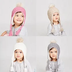 Children's Winter Baby knitted Cap Ear Protection Hat For Toddler Boys Girls Cute Korean Warm Kids Crochet Hats Gorros