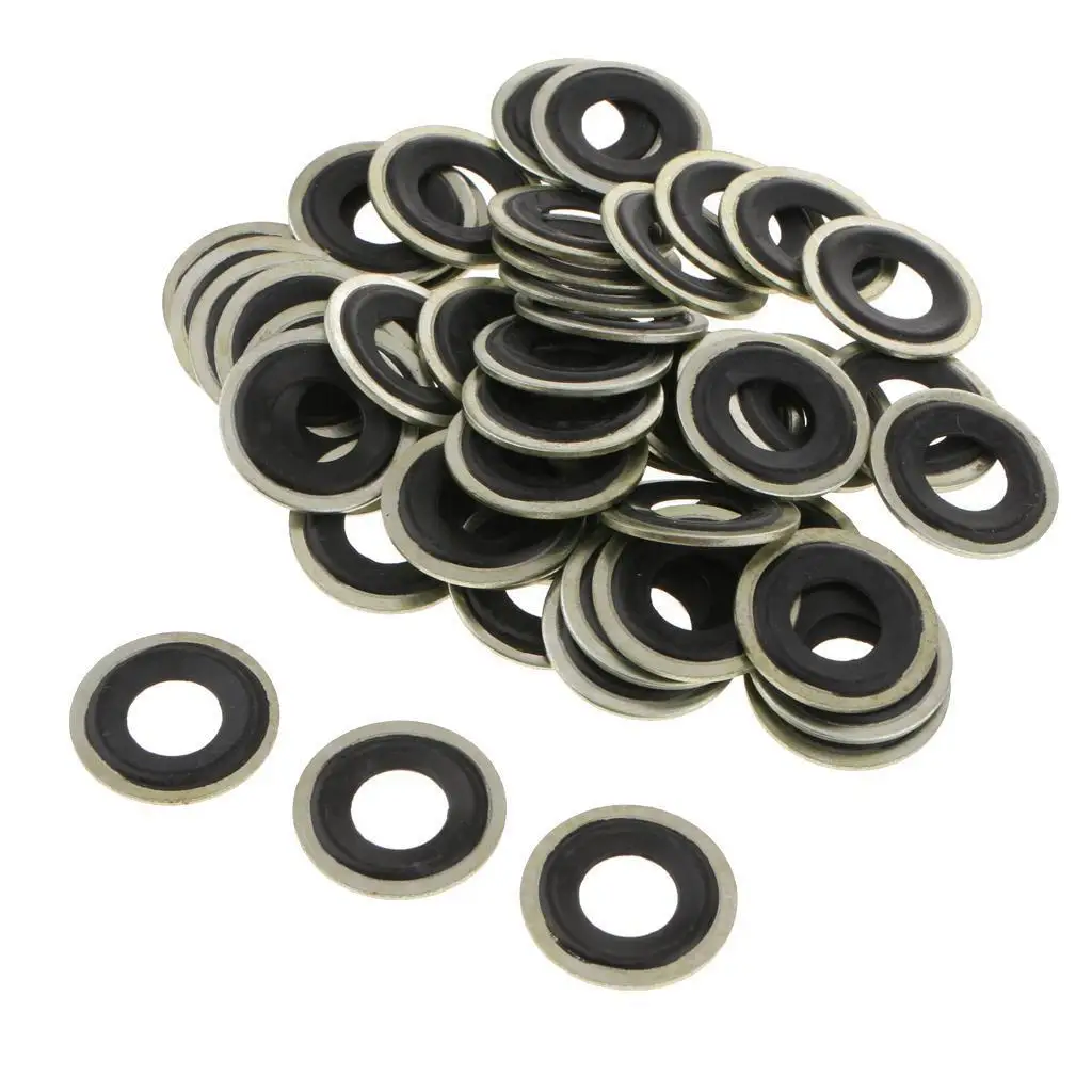 

50Pcs/Set M14 Engine Oil Drain Plug Crush Gasket Washers Seals for