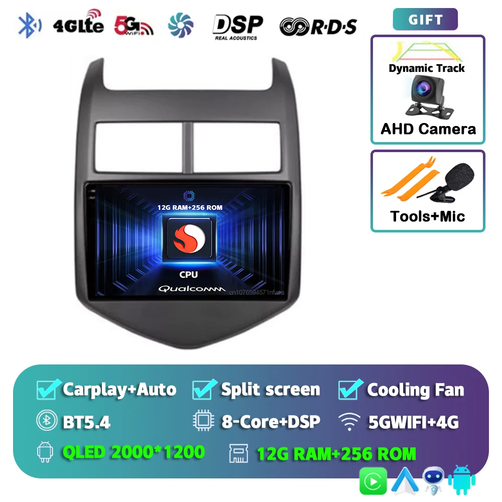 Android 15 CarPlay Auto Radio Multimedia Speler Voor Chevrolet Aveo 2 Sonic T300 2011-2015 Navigatie GPS 2din Stereo Audio