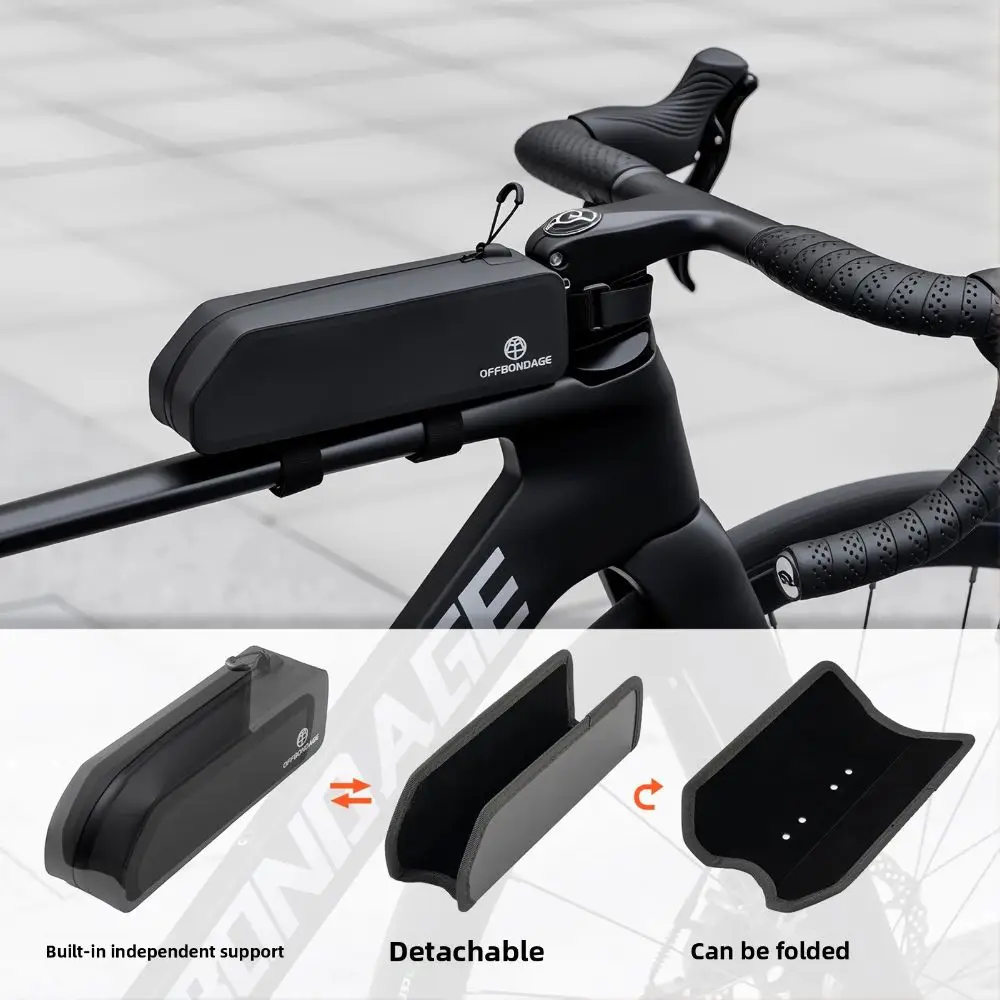 

New Polyester Fibre Bicycle Top Tube Bag Waterproof Black Orange Bike Bag Riding Bag Road