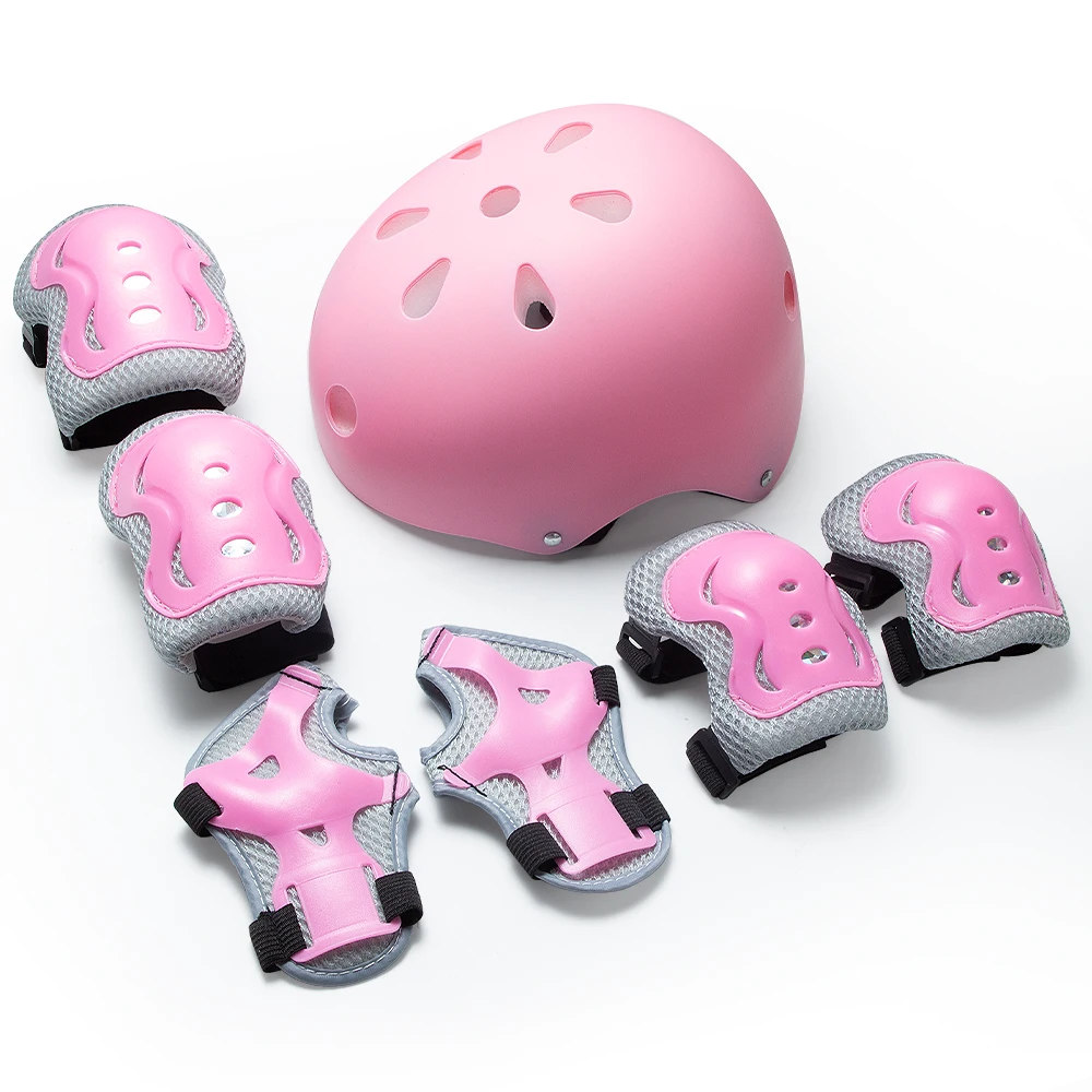 7-teiliges Kinder-Fahrradhelm-Set mit Knie- und Ellbogenschützern, Handgelenkschützern, verstellbarer Sicherheitshelm für Kleinkinder von 3-10 Jahren, Jungen und Mädchen – Detail 3