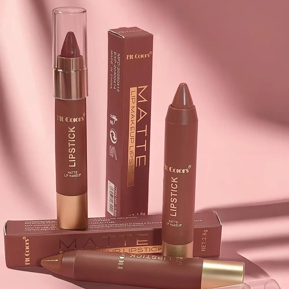 Rossetto al cioccolato liscio opaco Penna per labbra a punta fine Penna per labbra morbida impermeabile a lunga durata Non appiccicosa Trucco per labbra per Wo J4E9