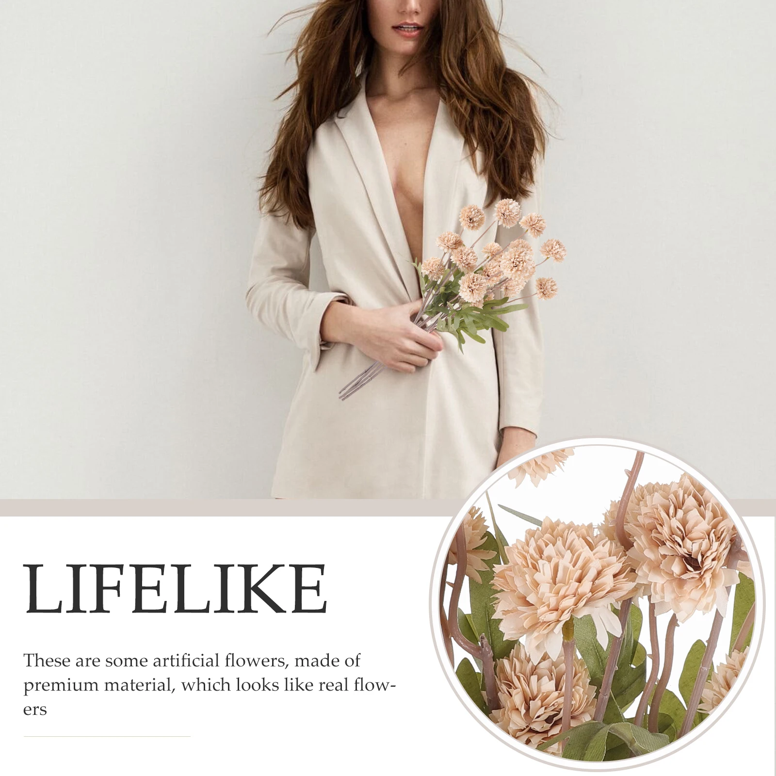 

4pcs Artificial Dandelion Flowers Lifelike Faux Flower Puff Decor For Wedding Home Diy Photography Prop Fake Floral Plants