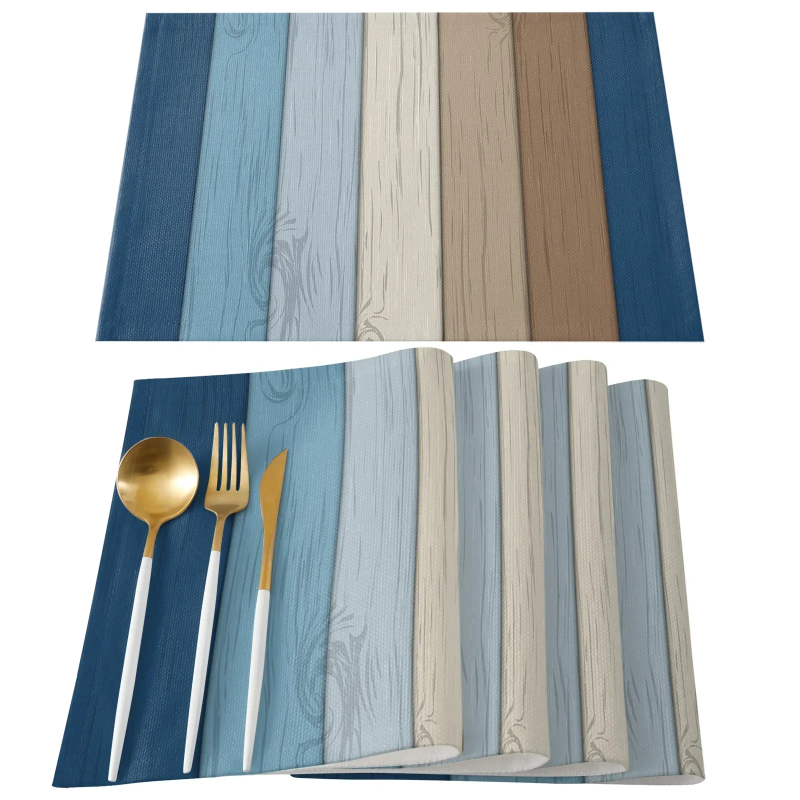 

Retro Gradient Wood Grain Placemat Wedding Party Dining Decor Linen Table Mat Kitchen Accessories Table Napkin Cute car coaster