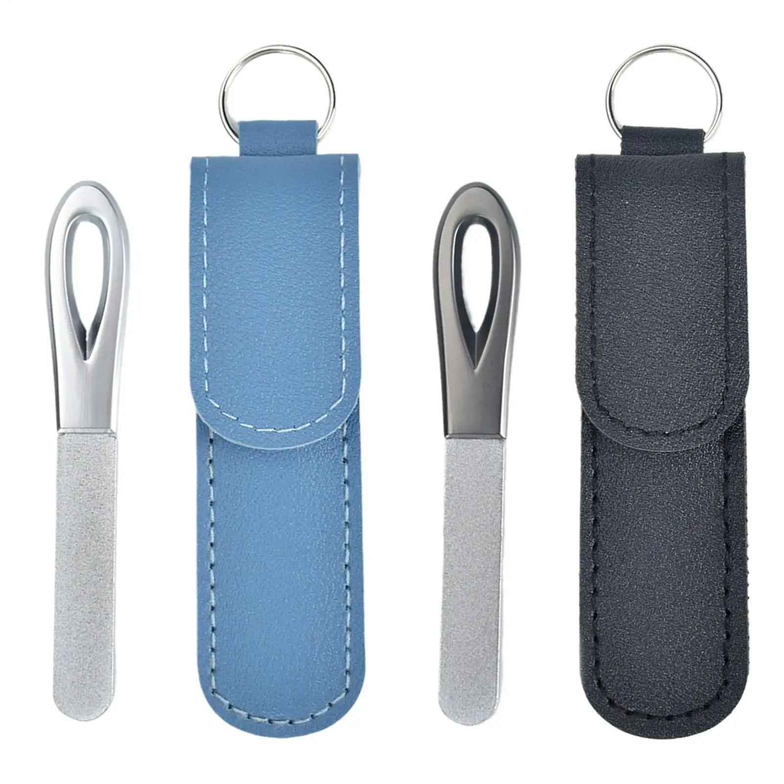 Nail File Metal Double-Sided Portable Tool With Keychain Case Nail File For Women Men Manicure Pedicure Beauty Home Travel