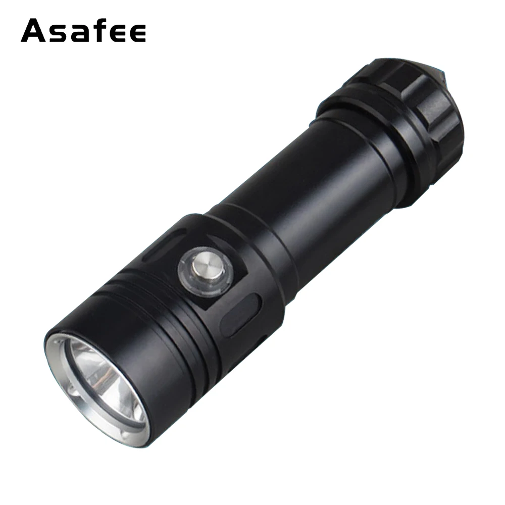 Asafee 50M Underwater L2 LED 1200LM Diving Flashlight IP68 Waterproof Scuba Lantern SOS Lamp Press Switch Outdoor Torch