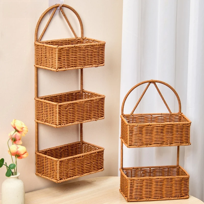 

Настенная корзина для хранения ручной работы, ретро-декор для кухни и гостиной, плетеная корзина из проволоки ручной работы для хранения на стене