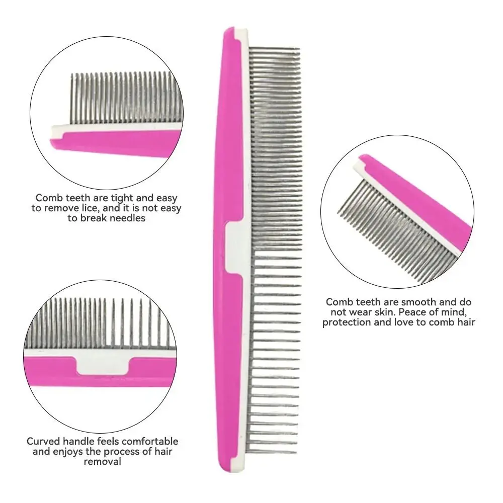 Professional Stainless Steel Pet Open Knot Comb Single Row Pet Supplies Dog Cat Pin Comb Double Tooth Row Comb Pet