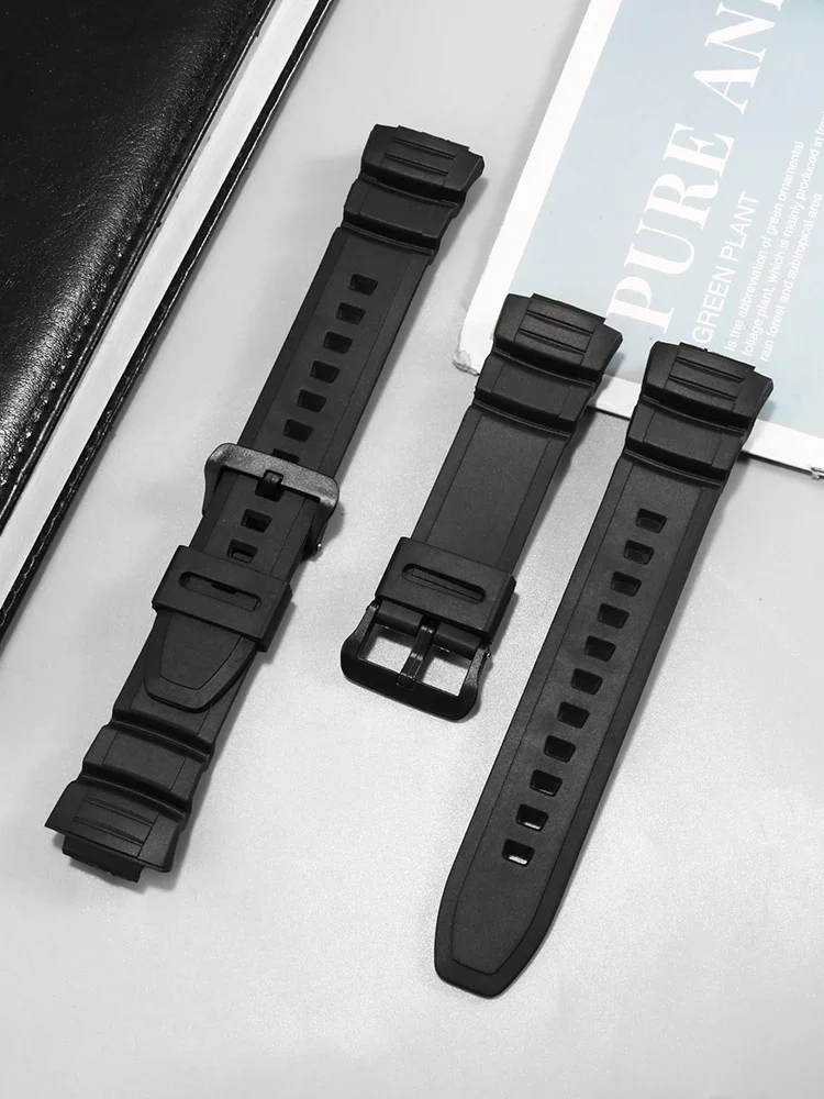 Rubber Watch Strap for Casio 5434 MCW-100H/110h W-S220 HDD-S100 Waterproof Sweat-Proof Soft Comfortable Resin Watchband 16mm