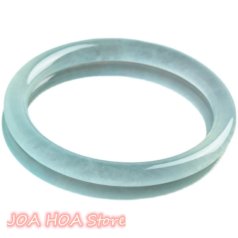 

New Natural Ice Azure Frozen Bangle Female Thin Round Emerald Color Jingle Bracelet Size Ring Mouth Beauty Handring Fine Jewelry